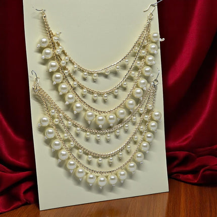 Gold Plated Designer Pearl Ear Chain for Earrings