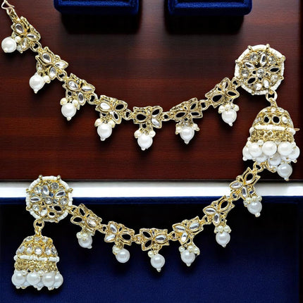 Traditional Kundan & Pearls Bahubali Chain Jhumka Earring For Women & Girls