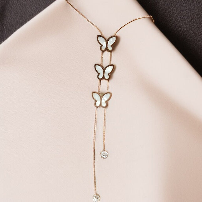 Designer Butterfly Charm Long Chain Necklace | Perfect Gift for Women & Girls