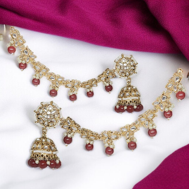 Maroon Color Traditional Bahubali Jhumka Earrings for Women, Wedding & Festive Wear