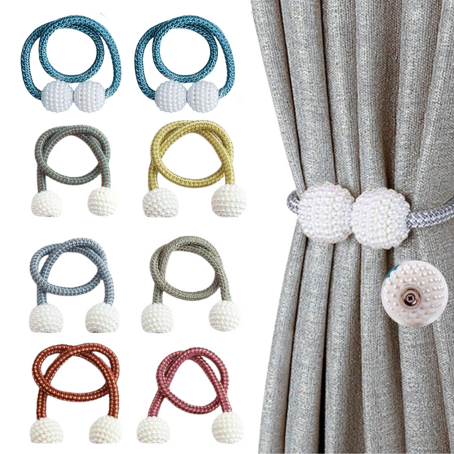 Set of 2 Multi Color Tiebacks, Sichumaria Pearl Ball Home Curtain Buckle, Curtain Holders Tieback Tie Backs Decorative Curtain Accessories Holdbacks | BG0019