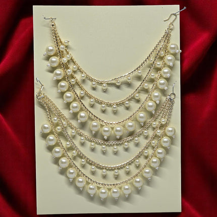 Gold Plated Designer Pearl Ear Chain for Earrings