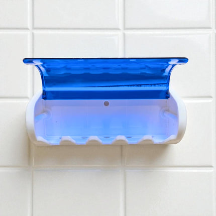 Self-Adhesive Plastic Toothbrush Holder with Cover for Bathroom, 5-Slot Wall Mounted Toothbrush Organizer | BG0004