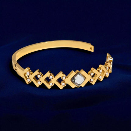 Gold Plated Stainless Steel Anti Tarnish Bracelet with Stone