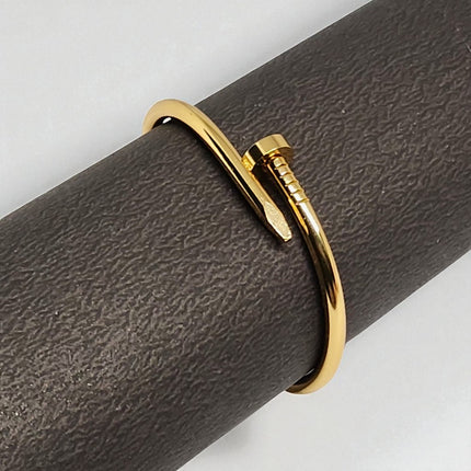 Gold Plated Nail Bracelets Anti Tarnish Stackable Bracelet Stainless Steel Gold Cuff Kada