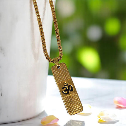 Gold-Tone Om Pendant Necklace – Spiritual Jewelry for Men & Women