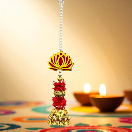 Decorative Door Hanging with Lotus & Jhumka – Diwali Festive Decor (Pack of 2) SIZE 40 CM