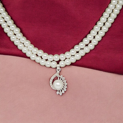 Premium Double Layer White Pearl Jewellery Set for Girls & Women | Party & Wedding Wear