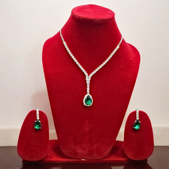 Trendy Green Pendant Necklace Set | Wedding, Party & Festive Wear Jewellery for Women