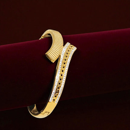 Gold Plated Stainless Steel Anti Tarnish Bracelet with Stone