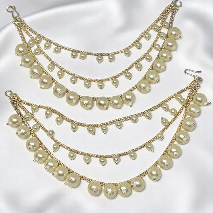 Gold Plated Designer Pearl Ear Chain for Earrings