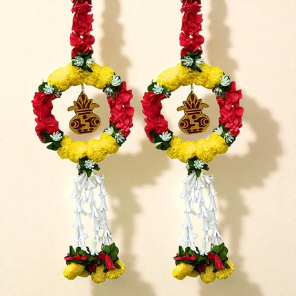 5.5 Ft Long Rubi Ring Ladi, Decorative Kalash Hanging Toran for Diwali & Pooja Decoration – Set of 2