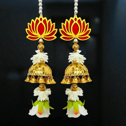 Decorative Door Hanging with Lotus & Flower, Diwali Festive Decor (Pack of 2) Size 40 CM