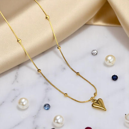 Anti Tarnish Heart Shape Pendant with Chain in Gold Plated Stainless Steel for Girls and Women