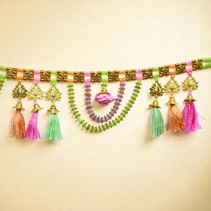 3 Ft, 1 Pc Decorative Beaded Toran with Lotus & Tassels for Diwali & Festivals