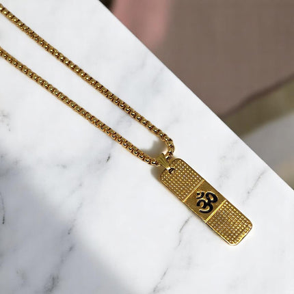 Gold-Tone Om Pendant Necklace – Spiritual Jewelry for Men & Women