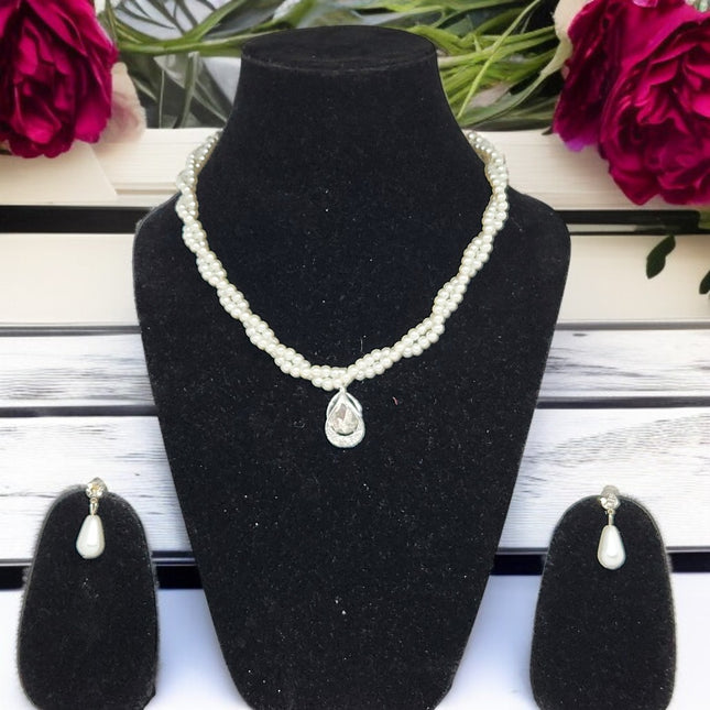 Premium Double Layer White Pearl Jewellery Set for Girls & Women | Party & Wedding Wear