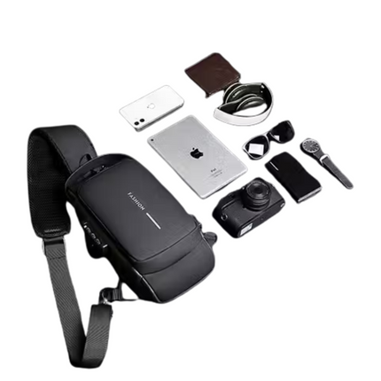 Waterproof Anti-Theft Chest Bag with USB Charging Port, Hidden Pocket & Adjustable Strap, Crossbody Sling Bag for Men & Women | BG0030