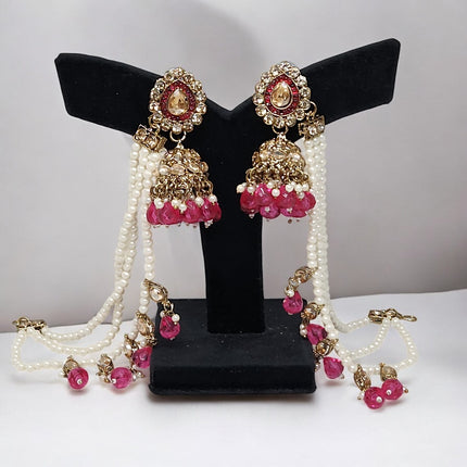 Traditional Pink Color Bahubali Jhumka Earrings for Women, Wedding & Festive Wear