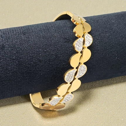 Gold Plated Stainless Steel Anti Tarnish Bracelet with Stone