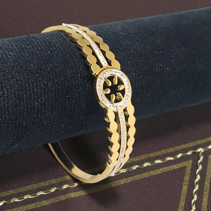 Gold Plated Stainless Steel Anti Tarnish Bracelet with Stone