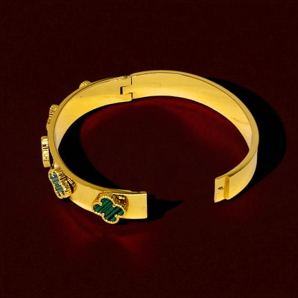 Luxury Anti Tarnish Bracelet for Women & Girls, Gold Plated Finish with Enamel Clover Design