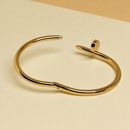 Gold Plated Nail Bracelets Anti Tarnish Stackable Bracelet Stainless Steel Gold Cuff Kada