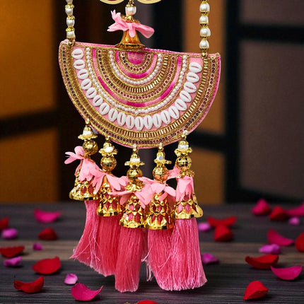 2 FT Long, Set of 2 Decorative Lotus Wall Hanging with Beads & Tassels, Home & Pooja Room Decoration, for Diwali, Navratri & Housewarming