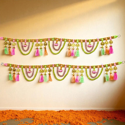 3 Ft, 1 Pc Decorative Beaded Toran with Lotus & Tassels for Diwali & Festivals