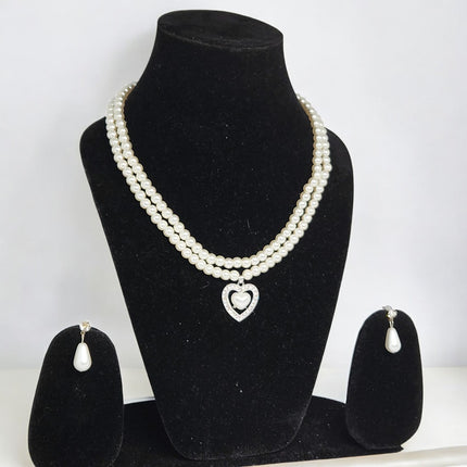 Premium Double Layer White Pearl Jewellery Set for Girls & Women | Party & Wedding Wear