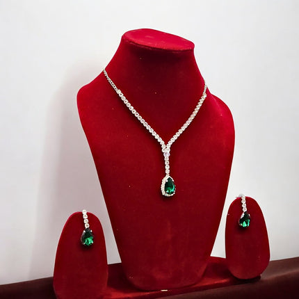 Trendy Green Pendant Necklace Set | Wedding, Party & Festive Wear Jewellery for Women