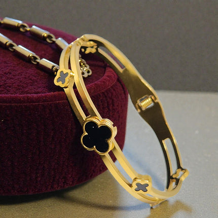 Gold Plated Stainless Steel Anti Tarnish Bracelet with Stone