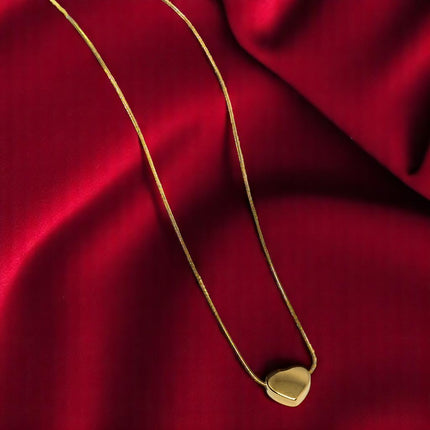 Heart Shape Stylish Anti Tarnish Gold Plated Pendant with Chain for Women and Girls Stainless Steel Waterproof Pendant