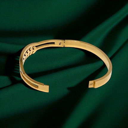 AjaraGems Designer Gold Plated Bracelet, Anti-Tarnish, Long Lasting Shine Stainless Steel Bracelet for Women & Girls