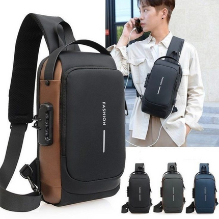 Waterproof Anti-Theft Chest Bag with USB Charging Port, Hidden Pocket & Adjustable Strap, Crossbody Sling Bag for Men & Women | BG0030