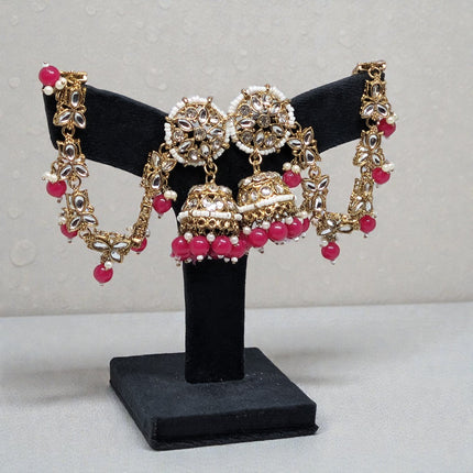 Pink Traditional Bahubali Jhumka Earrings for Women, Wedding & Festive Wear