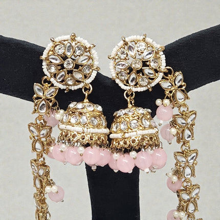 Baby Pink Traditional Bahubali Jhumka Earrings for Women, Wedding & Festive Wear