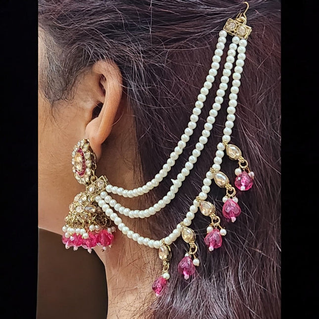 Traditional Pink Color Bahubali Jhumka Earrings for Women, Wedding & Festive Wear