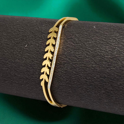 AjaraGems Designer Gold Plated Bracelet, Anti-Tarnish, Long Lasting Shine Stainless Steel Bracelet for Women & Girls