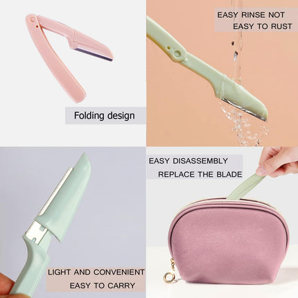 Women Foldable Razors for Facial Hair, Eyebrow Shaper Razors, Facial Hair Remover, Dermablade Razor for Women Face, Remove Fine Hairs, Eyebrow, Face and Neck Stainless Steel Razor, Pack of 3 | BG2039