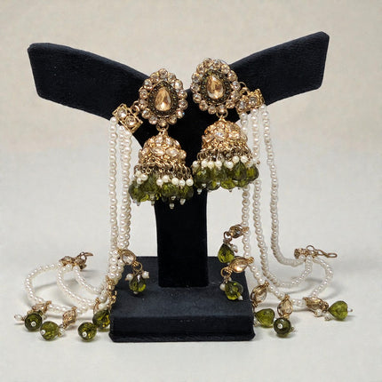 Traditional Mehandi Color Bahubali Jhumka Earrings for Women, Wedding & Festive Wear