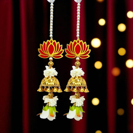 Decorative Door Hanging with Lotus & Flower, Diwali Festive Decor (Pack of 2) Size 40 CM
