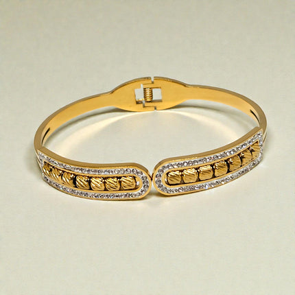 Gold Plated Stainless Steel Anti Tarnish Bracelet with Stone