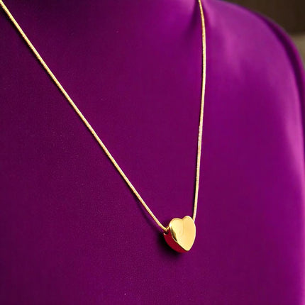 Heart Shape Stylish Anti Tarnish Gold Plated Pendant with Chain for Women and Girls Stainless Steel Waterproof Pendant