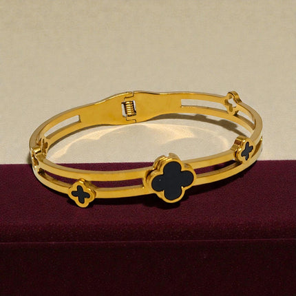 Gold Plated Stainless Steel Anti Tarnish Bracelet with Stone