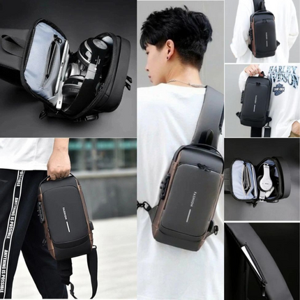 Waterproof Anti-Theft Chest Bag with USB Charging Port, Hidden Pocket & Adjustable Strap, Crossbody Sling Bag for Men & Women | BG0030
