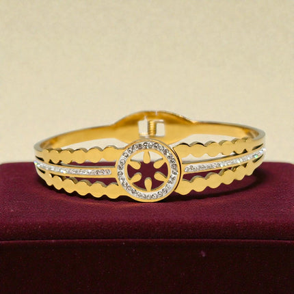 Gold Plated Stainless Steel Anti Tarnish Bracelet with Stone
