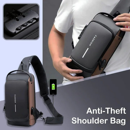 Waterproof Anti-Theft Chest Bag with USB Charging Port, Hidden Pocket & Adjustable Strap, Crossbody Sling Bag for Men & Women | BG0030