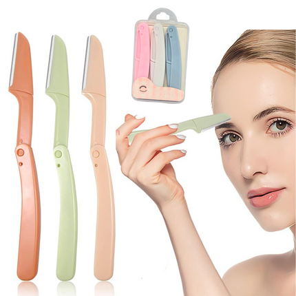 Women Foldable Razors for Facial Hair, Eyebrow Shaper Razors, Facial Hair Remover, Dermablade Razor for Women Face, Remove Fine Hairs, Eyebrow, Face and Neck Stainless Steel Razor, Pack of 3 | BG2039