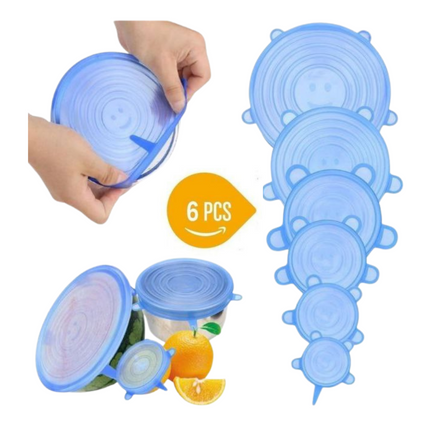 Silicone Stretch Lids Set of 6 – Reusable, Food-Grade, Leakproof, Multi-Size Covers for Bowls, Containers & Fruits | BG0005
